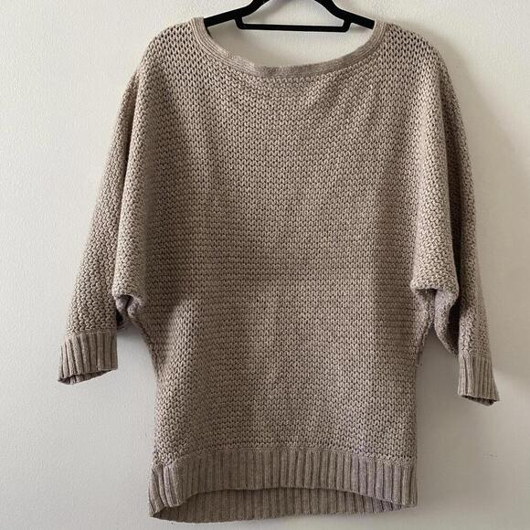 ALICE + OLIVIA beige tan lambswool cashmere knit sweater - Picture 5 of 7